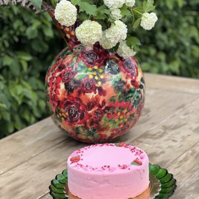 Tort lodowy Guma balonowa róż-śmietanka